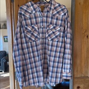 Wrangler Blue and White Plaid Shirt
